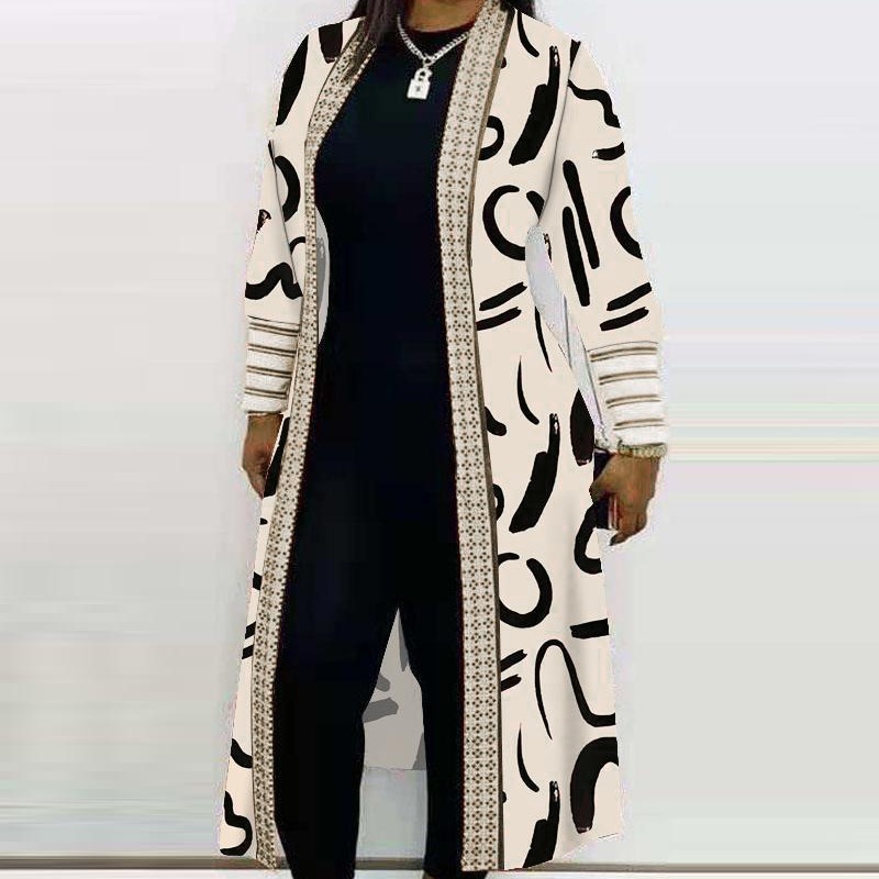 Casual Printed Long Sleeve Cardigan Jacket 24 02