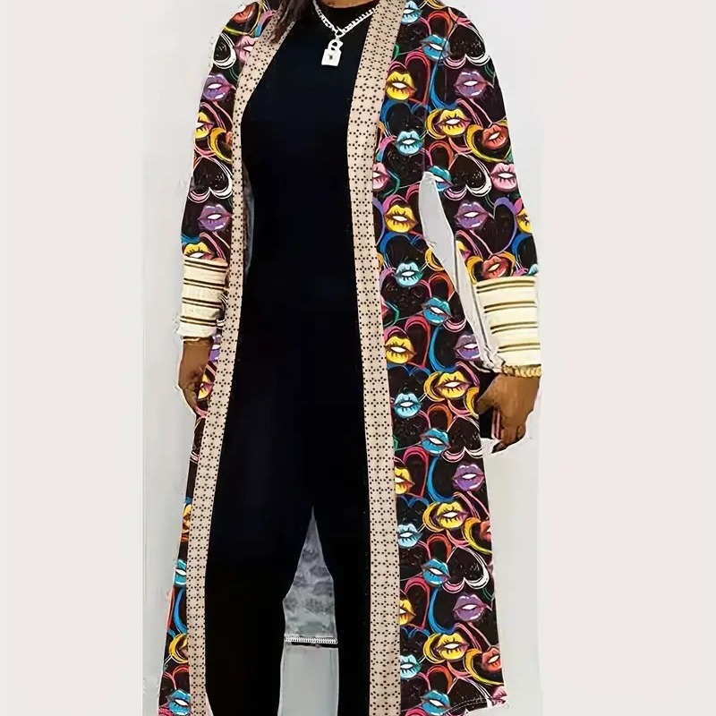 Casual Printed Long Sleeve Cardigan Jacket 24 01