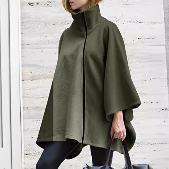 Cloak zipper woolen cape cape coat women's clothing 11