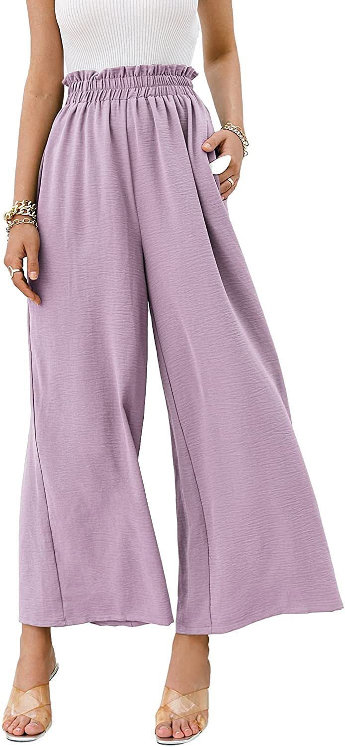 Cotton and linen solid color high waist loose casual wide leg pants 37