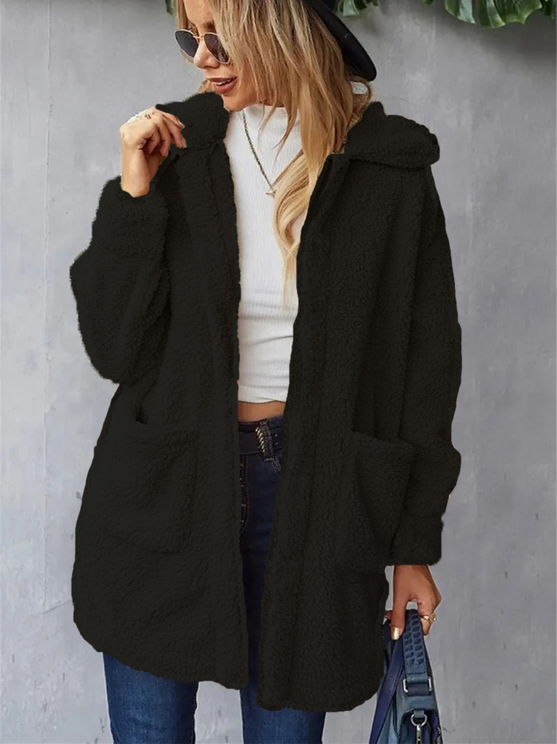 Double-faced plush cardigan coat plus size women's clothing 23 02