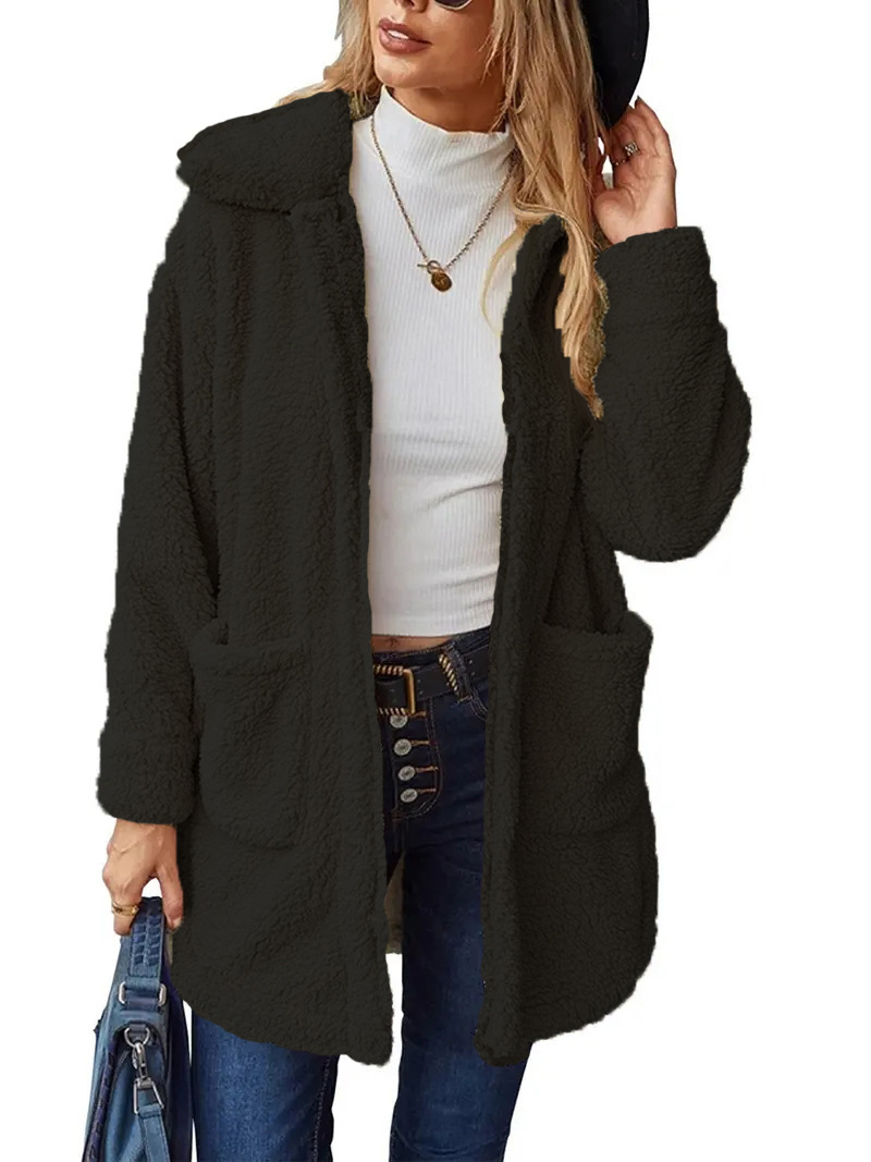 Double-faced plush cardigan coat plus size women's clothing 23 01