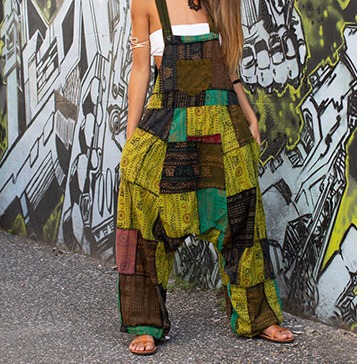 Ethnic print sleeveless loose harem pocket overalls 27 02