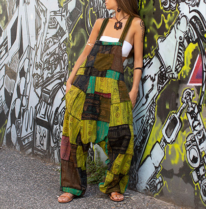 Ethnic print sleeveless loose harem pocket overalls 27 01