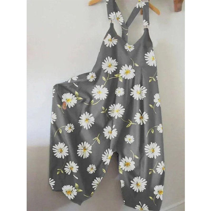 Loose casual printed suspender jumpsuit 39