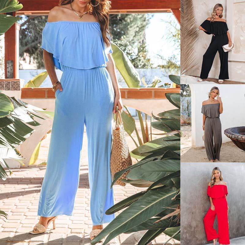 One-shoulder fashionable casual wide-leg jumpsuit 38