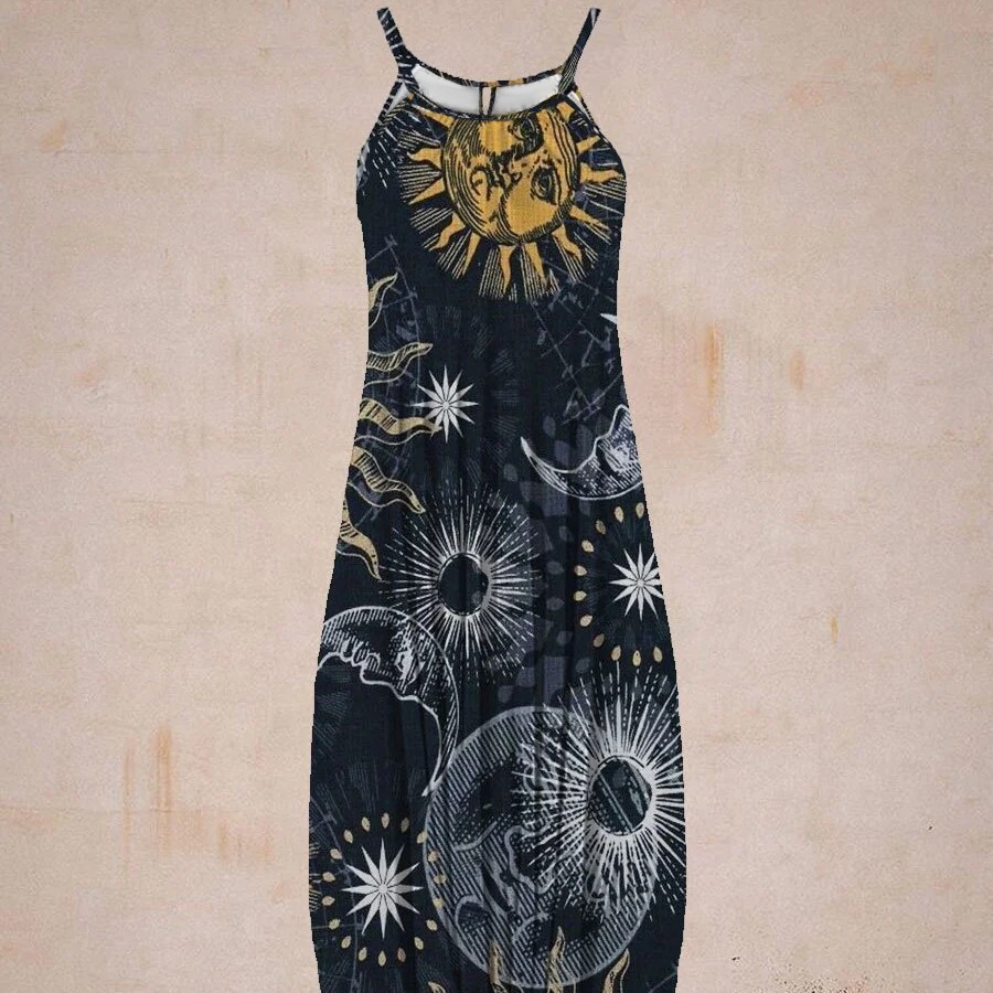 Printed harem crotch jumpsuit sleeveless suspenders 22