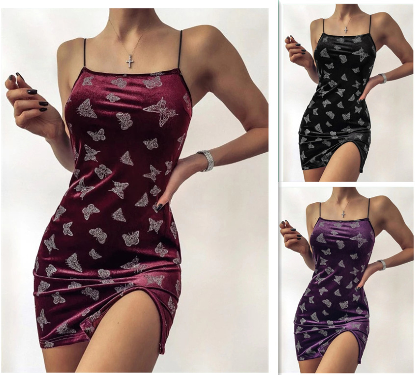 Printed suspender sexy dress T-shirt skirt 54