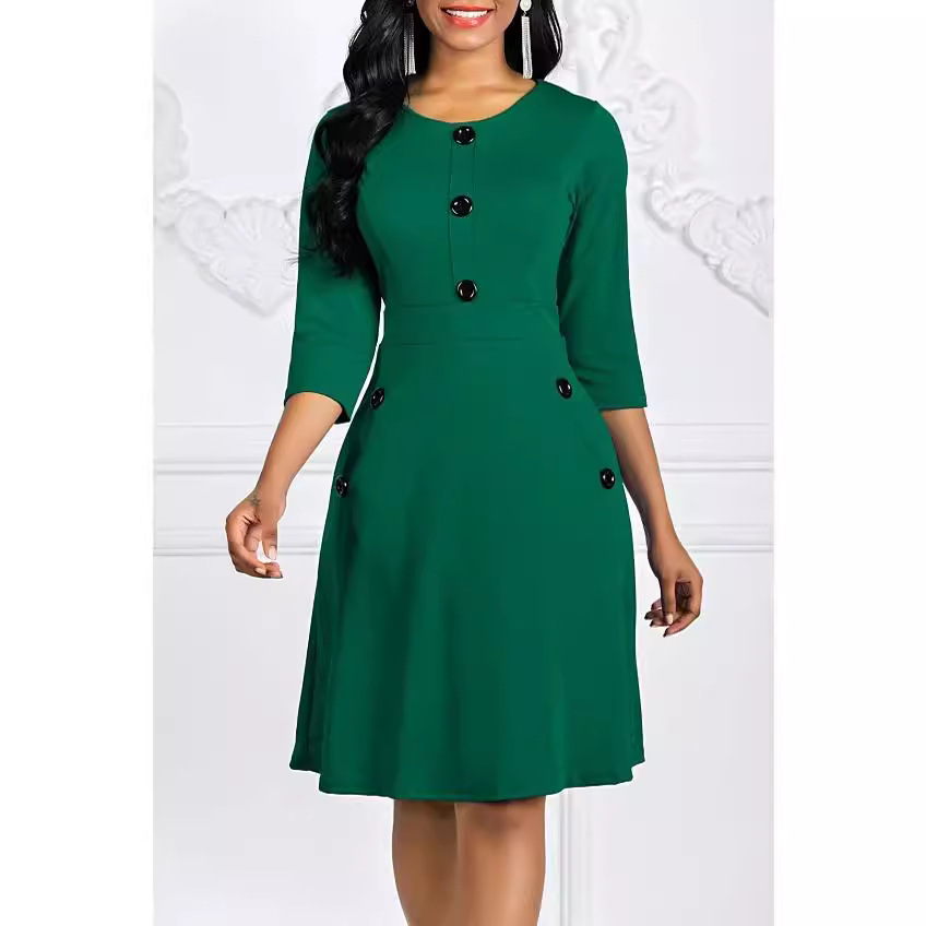 Round neck A-line dress with waist 58