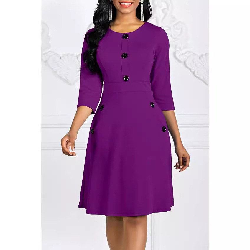 Round neck A-line dress with waist 58