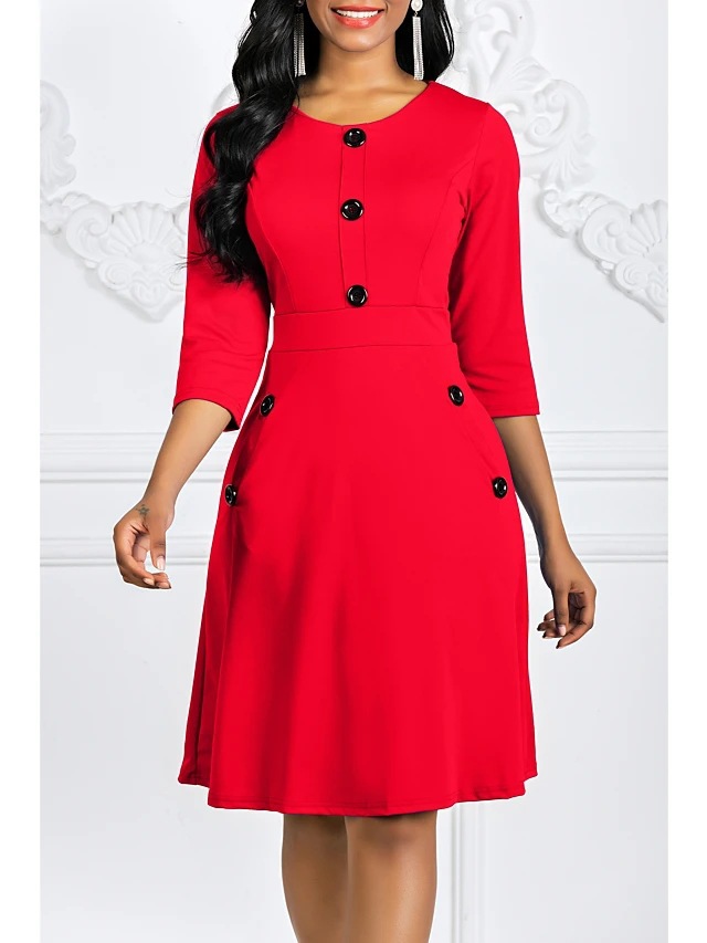 Round neck A-line dress with waist 58