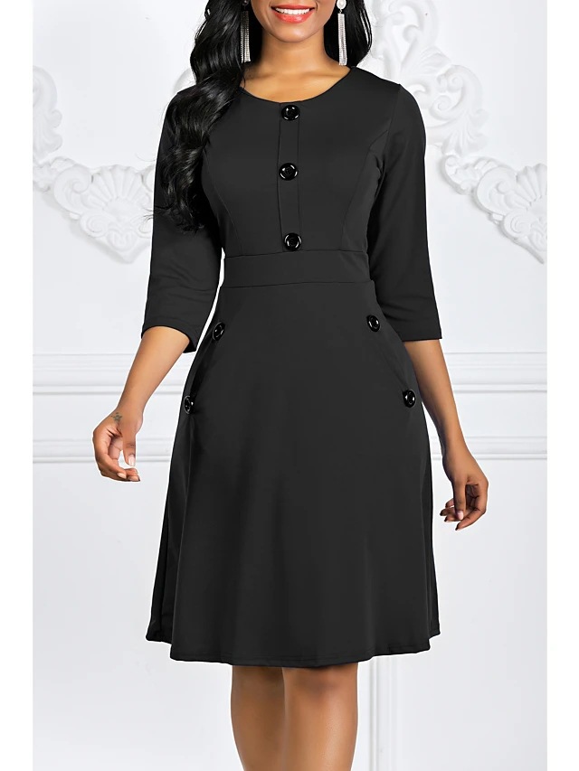 Round neck A-line dress with waist 58