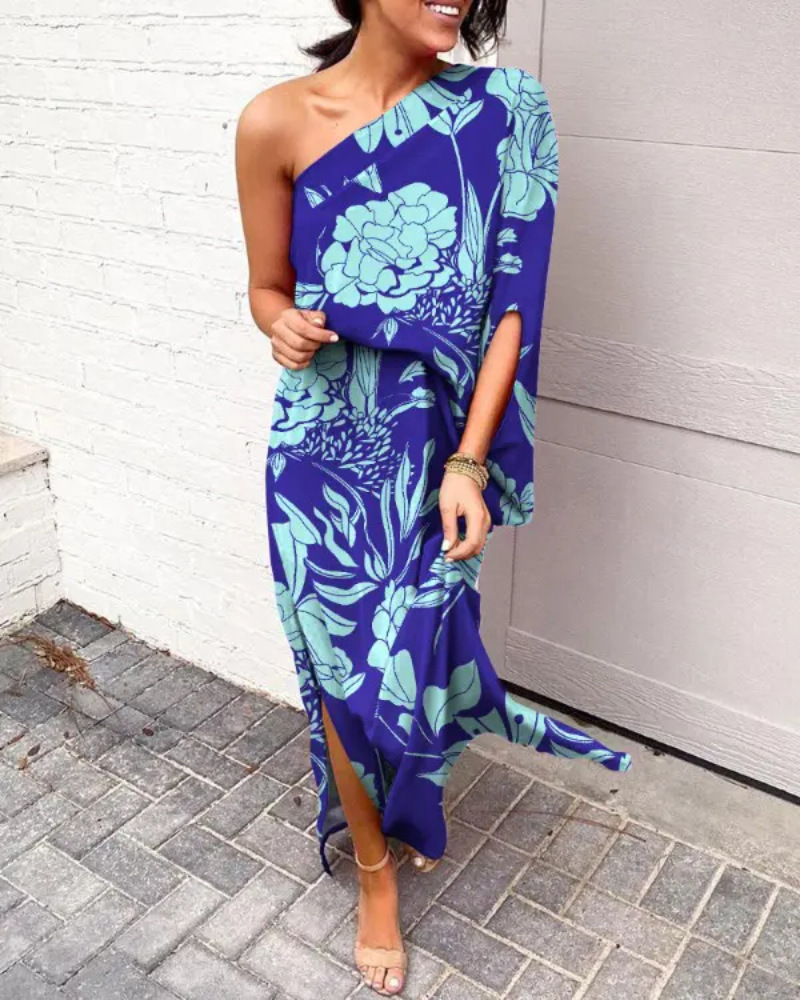 Sexy hot style off-shoulder one-side sleeve dress for women 56 02