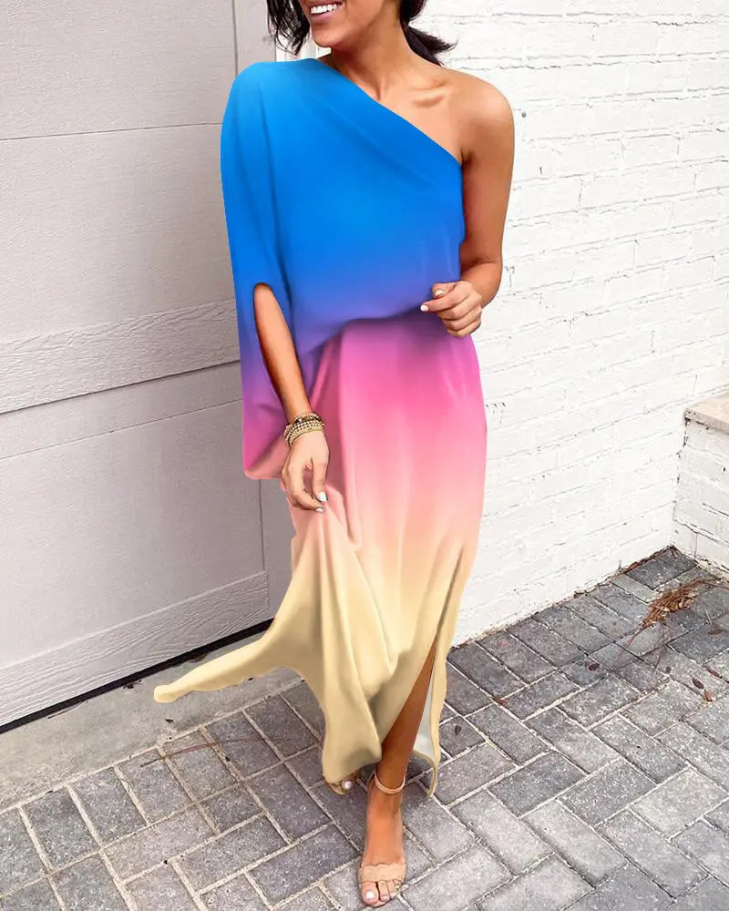 Sexy hot style off-shoulder one-side sleeve dress for women 56