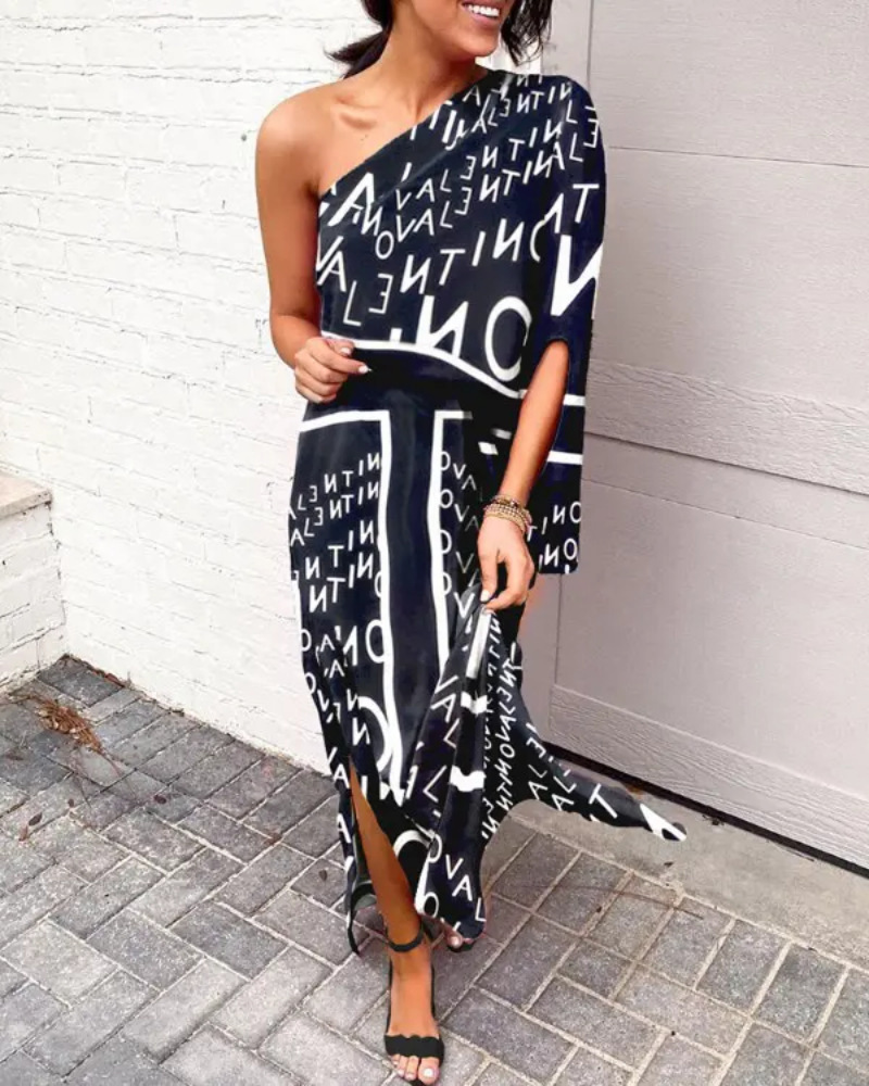 Sexy hot style off-shoulder one-side sleeve dress for women 56