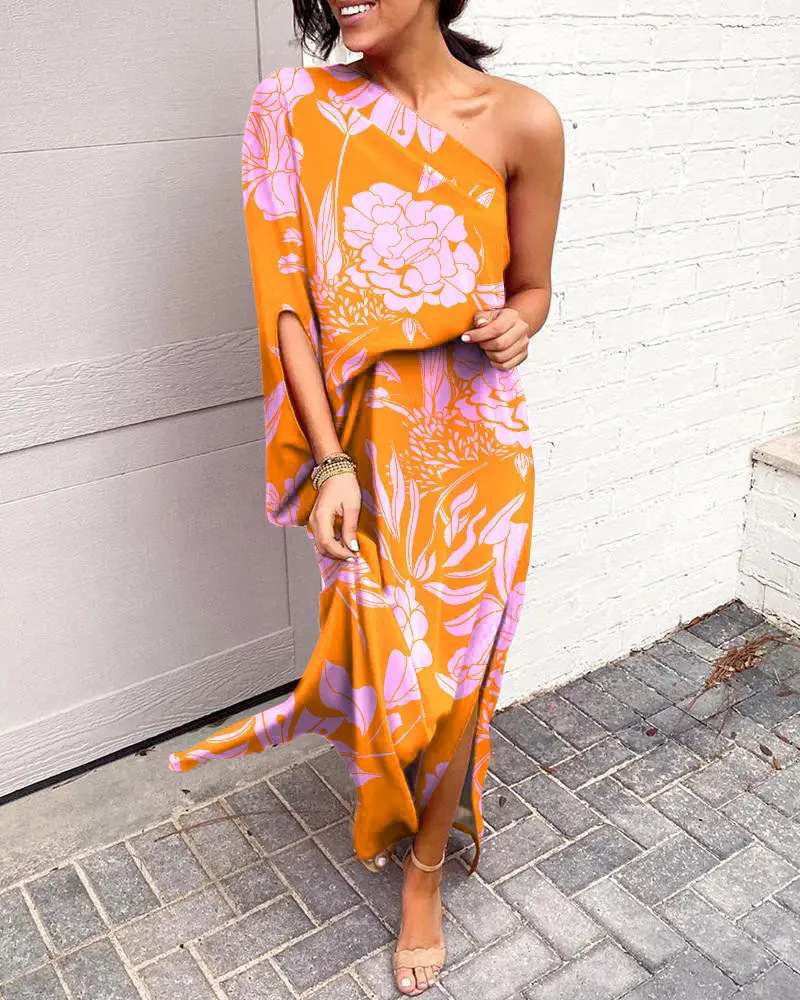 Sexy hot style off-shoulder one-side sleeve dress for women 56