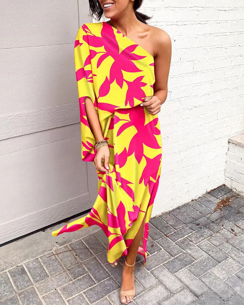 Sexy hot style off-shoulder one-side sleeve dress for women 56