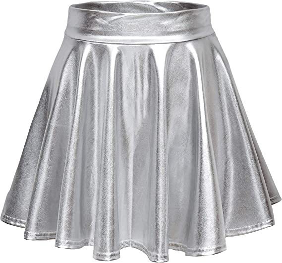Sexy PU leather shiny pleated A-line skirt 47 02