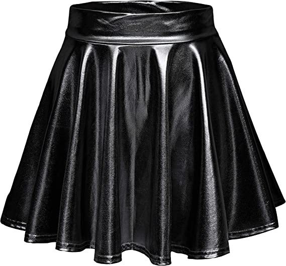 Sexy PU leather shiny pleated A-line skirt 47 01
