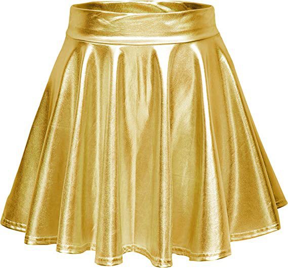Sexy PU leather shiny pleated A-line skirt 47