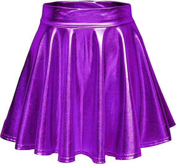 Sexy PU leather shiny pleated A-line skirt 47