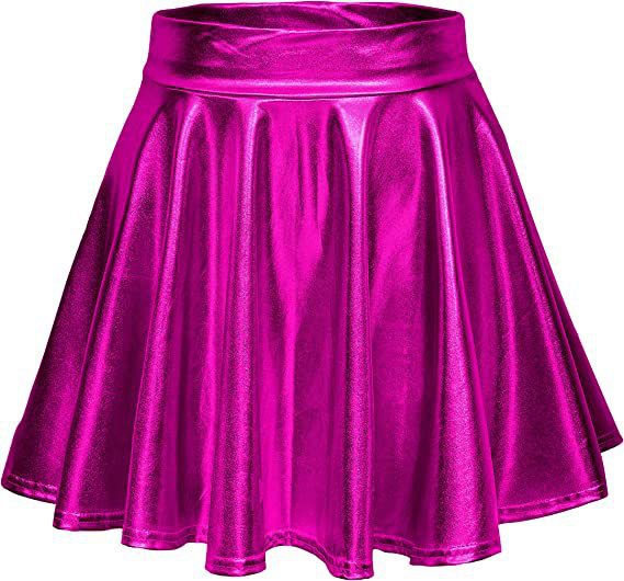 Sexy PU leather shiny pleated A-line skirt 47