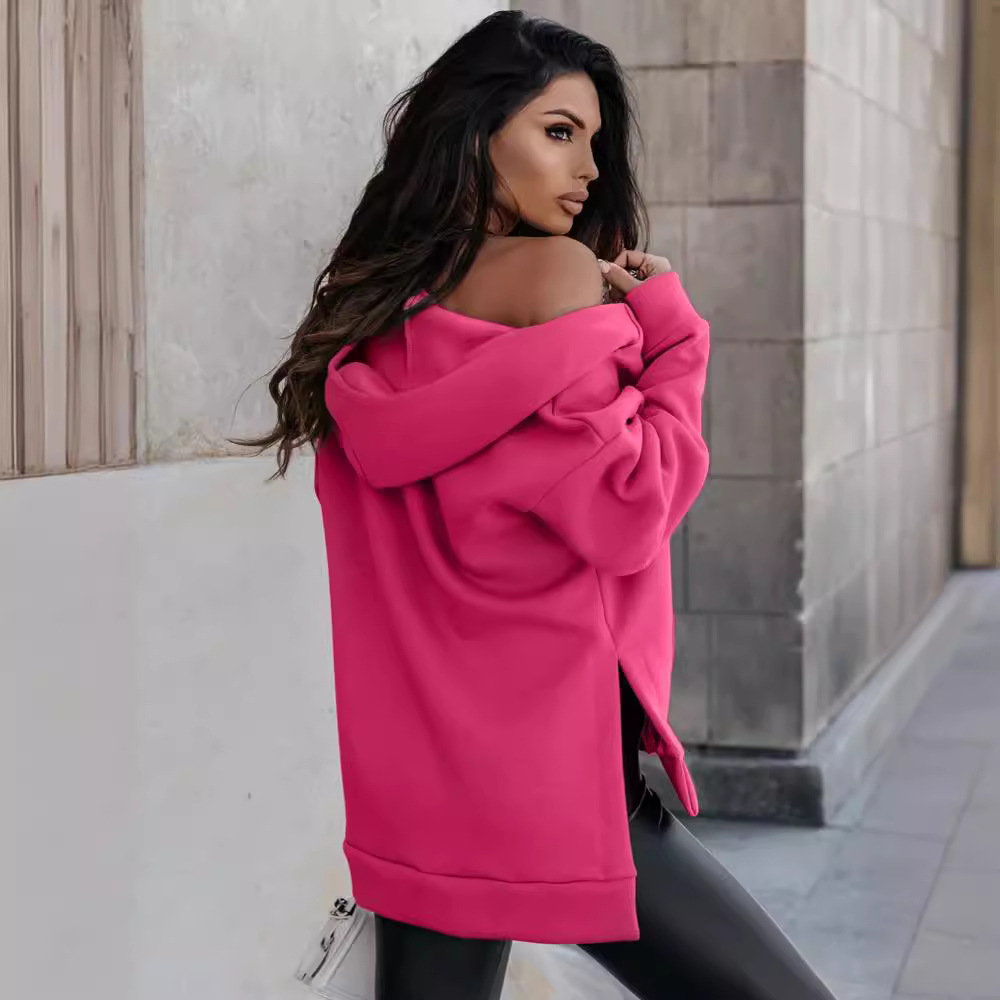 Sports pocket zipper loose casual hoodie sweatshirt 12