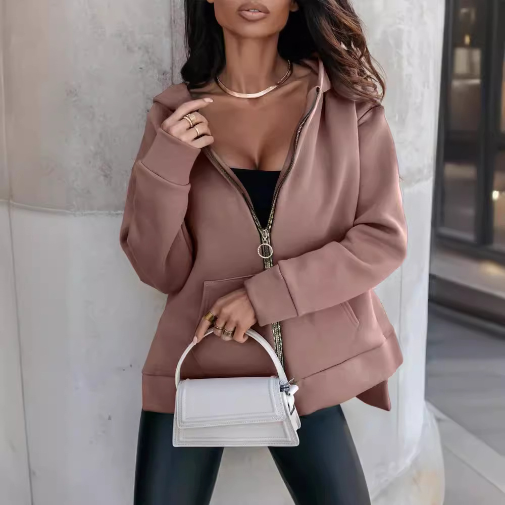 Sports pocket zipper loose casual hoodie sweatshirt 12 02