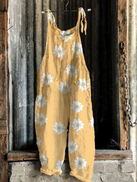 Sweet and fresh printed retro wide-leg women's jumpsuit 46