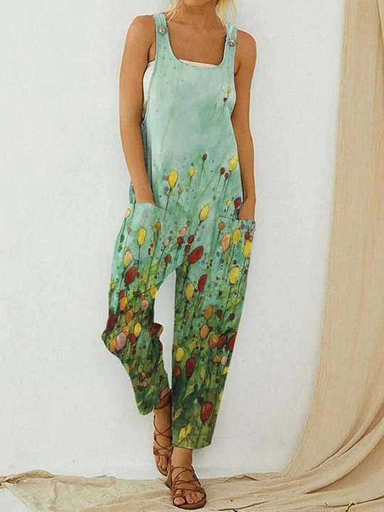 Vintage Abstract Women's Bib Print Bodysuit 49 02