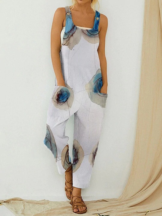 Vintage Abstract Women's Bib Print Bodysuit 49