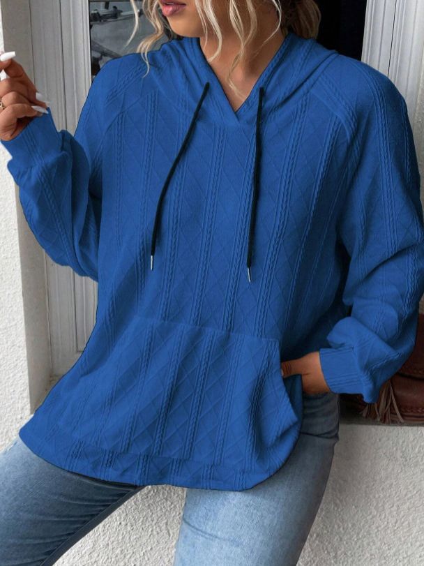 Women's casual jacquard loose hooded sweatshirt 4