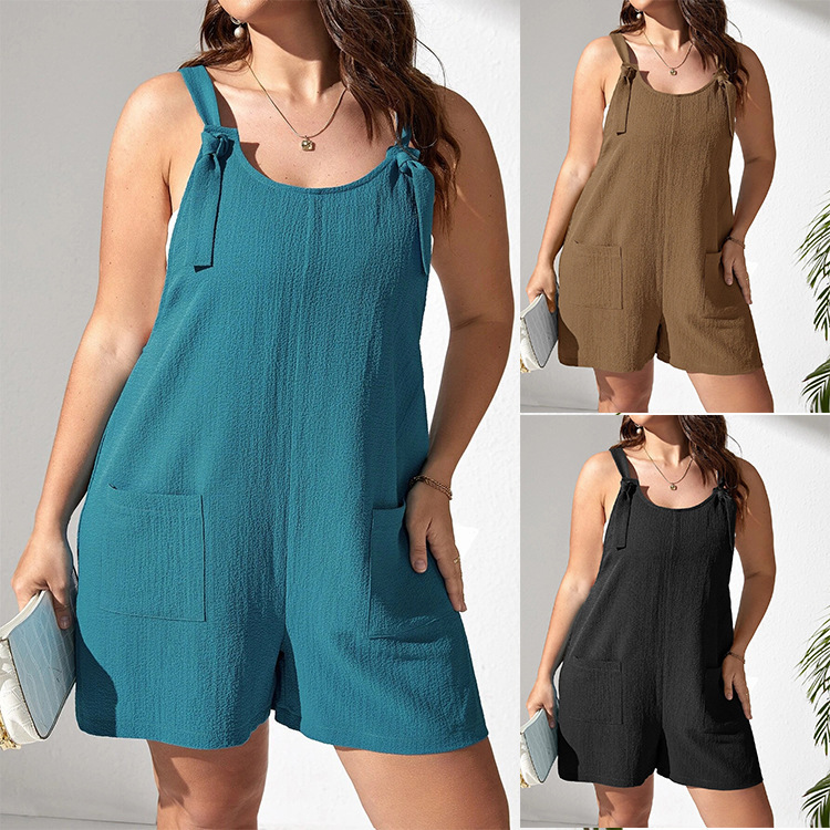 Women's casual suspender pocket vest jumpsuit 57