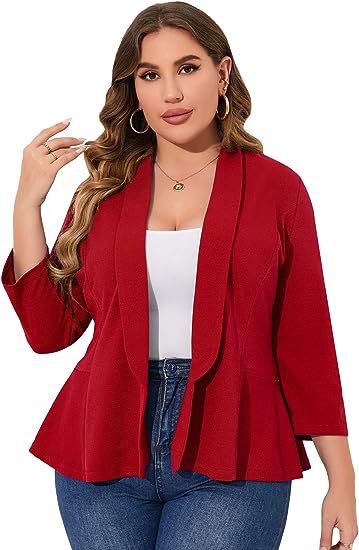 Women's Plus Size Blazers Cardigan Jackets 9