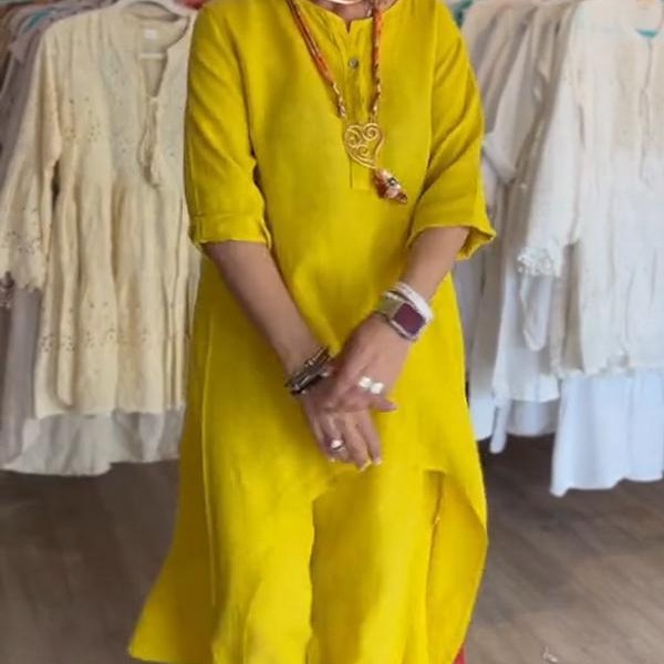 Women's solid color casual loose long-sleeved cotton and linen suit 17 02