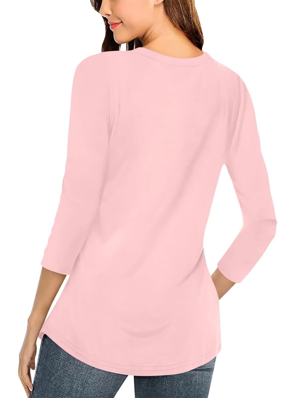 Women's V-neck solid color casual long-sleeved T-shirt 28